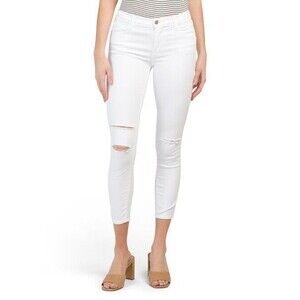 NWT J BRAND 835 white denim jeans 33 skinny stretch $198 destructed cropped